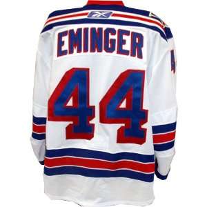  Steve Eminger #44 New York Rangers 2010 Game Worn White 