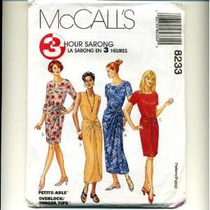   Sewing Pattern 8233 Misses Sarong Dress   4 Styles, F (Size 16 18 20