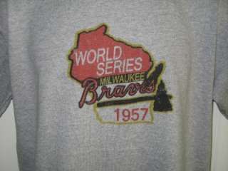 Milwaukee BRAVES 1957 World Series Logo T Shirt XXL  