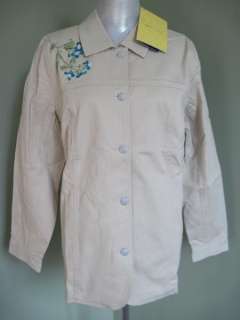 NEW Susan Graver Stretch Twill Embroidered Jacket Stone  
