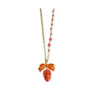  Tarina Tarantino Skull Bow Necklace   Coral (FINAL SALE) Jewelry