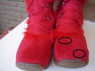 FIRE ENGINE RED Fuzzy Knee Hight Boots, size 8 Soooo CUTE!