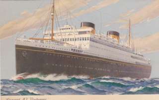 Cunard MV Britannic Ship art vintage Postcard  
