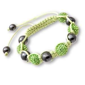  Idolise Bracelet Green Sparkly & Magnetite Beads Jewelry