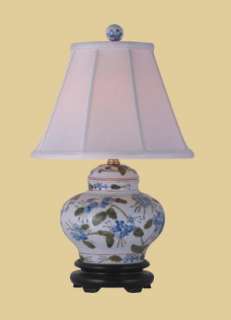 Blue Violets Sugar Jar Upright Asian Table Lamp  