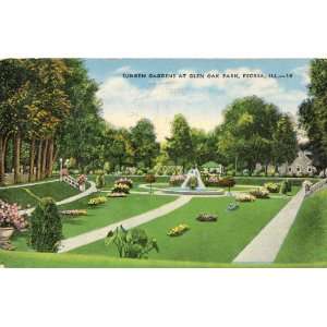  1950s Vintage Postcard   Sunken Garden at Glen Oak Park 