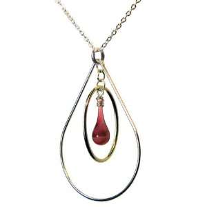  Candy Cane 18 Sundrop Pear Necklace, glass and sterling 