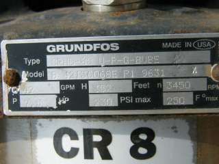 Grundfos CR8  80 U P G BUBE Vertical In Line SS PUMP  