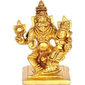  Lord Narasimha with Shakti (Small Sculpture)   Brass 