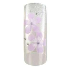 Cala Airbrushed Nail Tips Set Silver & Purple Flowers 87758+ Aviva 