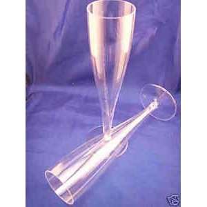  20 Disposable Plastic Champagne Flutes Glasses Clear 