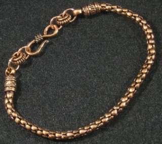 Antiqued Solid Copper Knobby Bumpy Nnugget Chain Bracelet 9 1/4 Hook 