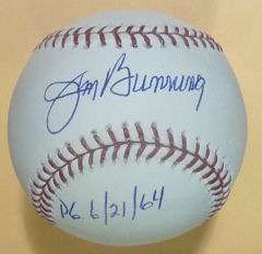 JIM BUNNING AUTOGRAPHED/SIGNED MLB BASEBALL DETROIT TIGERS W/PG 6/21 
