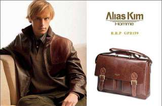 Pro AK Homme Brown Leather Mens Briefcase Laptop Bag  