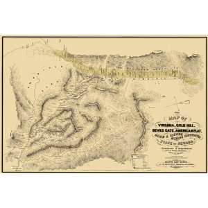  NEVADA GOLD & SILVER MINING DISTRICTS NV MAP 1865: Home 