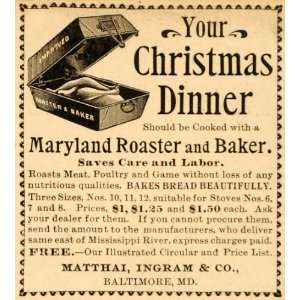  1895 Ad Matthai Ingram Roaster Baker Christmas Turkey 