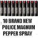 FOUR NEW SUPER HOT POLICE PEPPER SPRAY PLUS NEW BLACK KEYRING HOLSTERS 