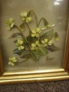 ORIGINAL Edmond J Nogar Buttercups 3 D Oil on Glass  