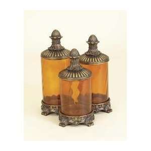  Set of 3 Glass Canisters 