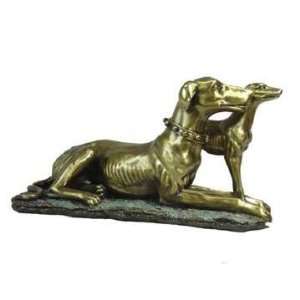   Copper Color Mother And Baby Greyhound Figurine Statue: Home & Kitchen