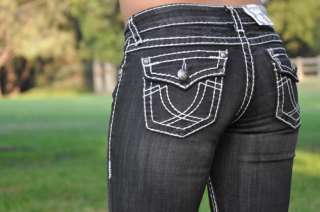   Idol jeans SZ 0 15 BLACK white stitching BOOT CUT FAST SHIPPING  
