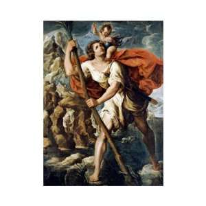 Saint Christopher by Orazio Borgianni. size: 15.5 inches width by 20 