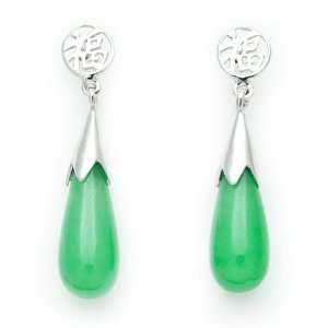   Earrings with Sterling Silver Pointed Cap and Asian Character Posts