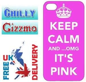 KEEP CALM PINK CASE ACCESSORIES COVER FOR APPLE IPHONE 4 & 4S  