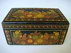 Old vintage Mexican Olinala Guerrero black & gold lacquered box 7 3/8 