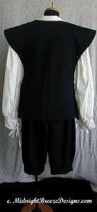 Mens Renaissance Costume Set   Jerkin, Shirt, Breeches   custom 