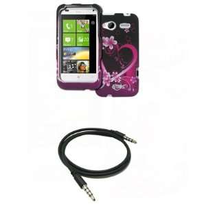 EMPIRE HTC Radar 4G Purple Hearts with Flowers Rubberized Design Hard 
