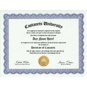  Castanets Degree Custom Gag Diploma Doctorate Certificate 