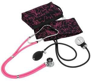 Aneroid Sphygmomanometer / Sprague Rappaport Kit (Pink Hearts in BLACK 
