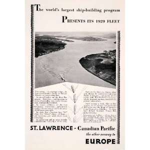 1929 Ad St. Lawrence Canadian Pacific Steamship Cruise Travel European 
