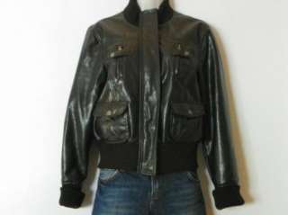US POLO ASSN FAUX LEATHER BROWN JACKET Sz L, KNIT RIBBING, FULL LINED 