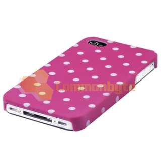   Polka Dot Cover Case+Clear Screen Protector For Apple iPhone 4 4S