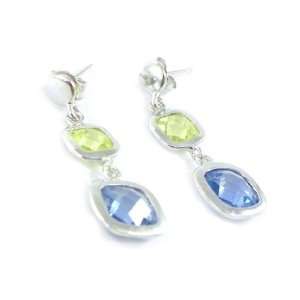  Earrings silver Linda blue green.: Jewelry
