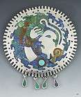 TOÑO MEXICAN STERLING MIXED METAL & STONE INLAY AZTEC PIN