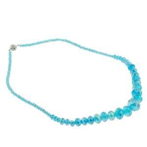 Cerulean   AB Blue Graduated Rondell Crystal Bead 20 Necklace   5 16 