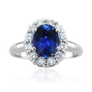 Natural Ceylon Sapphire and Diamond Engagement Ring in Platinum (G 