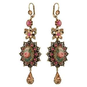  Inspired Michal Negrin Authentic Roses Bouquet Cameo Dangle Earrings 