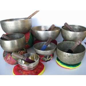  Chakra Healing Set ~ 7 Tibetan Singing Bowls, with 