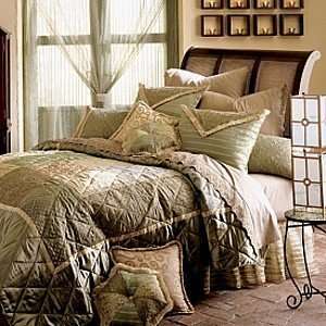  Satin Lace Patch Coverlet KING in Sage GREAT