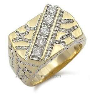   :   CZ RING FOR MEN   14K Gold Plated Mens CZ Ring Size 9: Jewelry