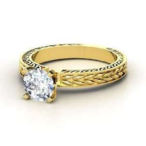  Charlotte Ring, Round Diamond 14K Yellow Gold Ring 