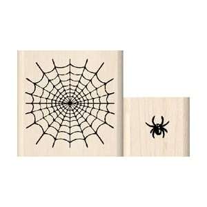   Mounted Rubber Stamp N Spider & Web 2pc 2.25X1.5