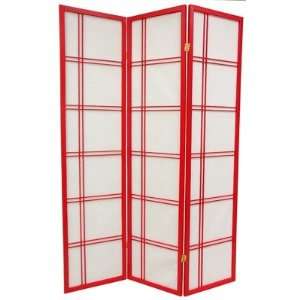   Double Cross Shoji Screen in Red Number of Panels 3