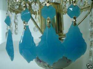 TURQUOISE CRYSTAL FRENCH CUT LAMP CHANDELIER PRISM  