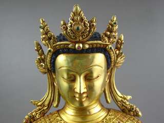 Old Tibet Tibetan 24k Gilt Bronze Tara Buddha Statue  