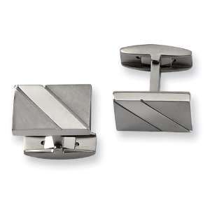  Chisel Brushed and Polished Titanium Cuff Links Chisel Jewelry